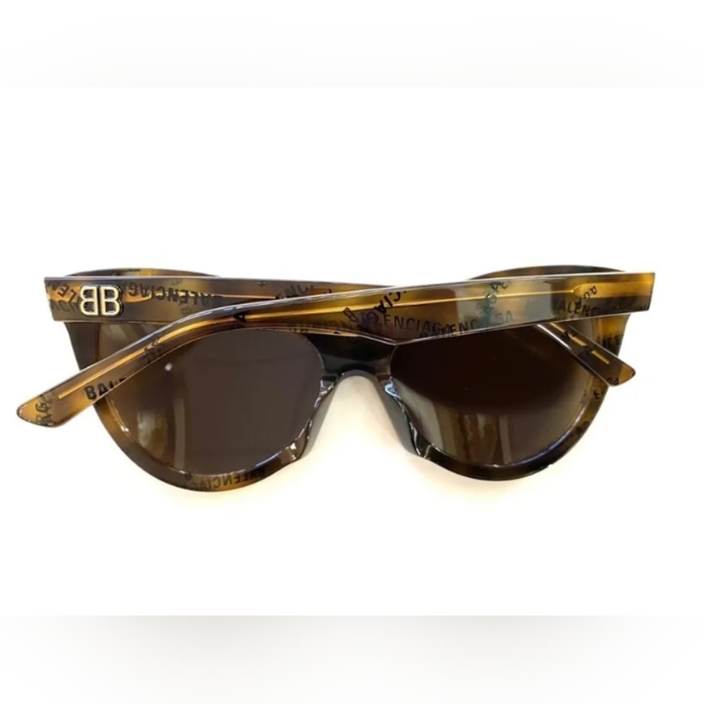 NEW BALENCIAGA BB0217S 002 BROWN CAT EYE BALENCIAGA SUNGLASSES - Picture 4 of 6